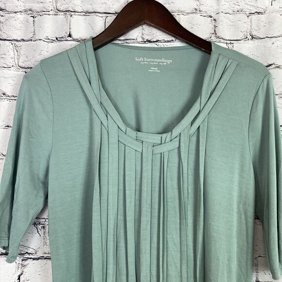 Soft Surroundings Lattice Pintuck Pleated Top XS - Picture 3 of 9